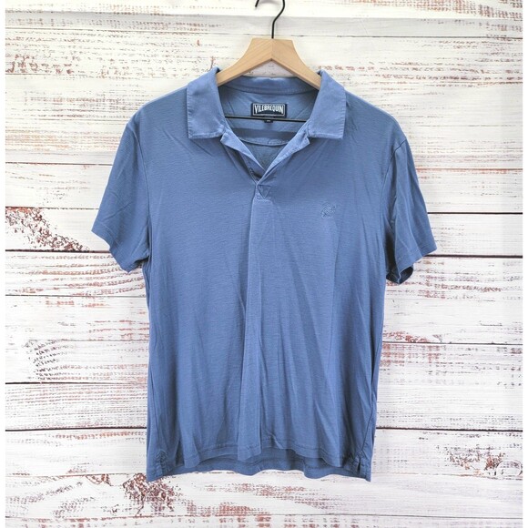 Vilebrequin Polo Shirt Mens Size M Blue Logo Lightweight Stretch Casual Resort - Picture 1 of 10